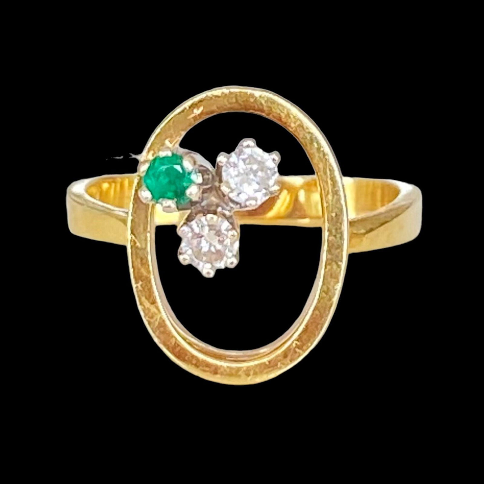 14k genuine emerald and diamond modernist ring (1 of 7)