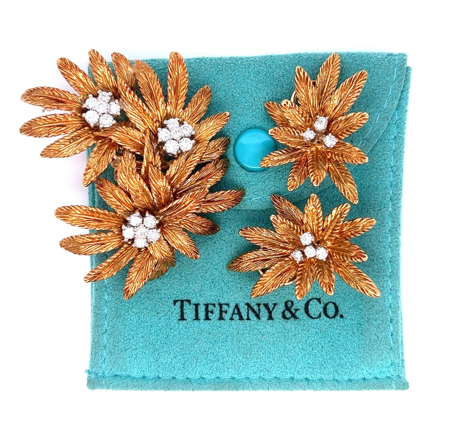 Vintage 18kt Diamond Tiffany and Company earrings and pin set (0099