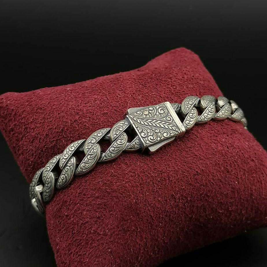 925 Sterling Silver Men's Bracelet,Mediavel Vintage Style (1 of 8)