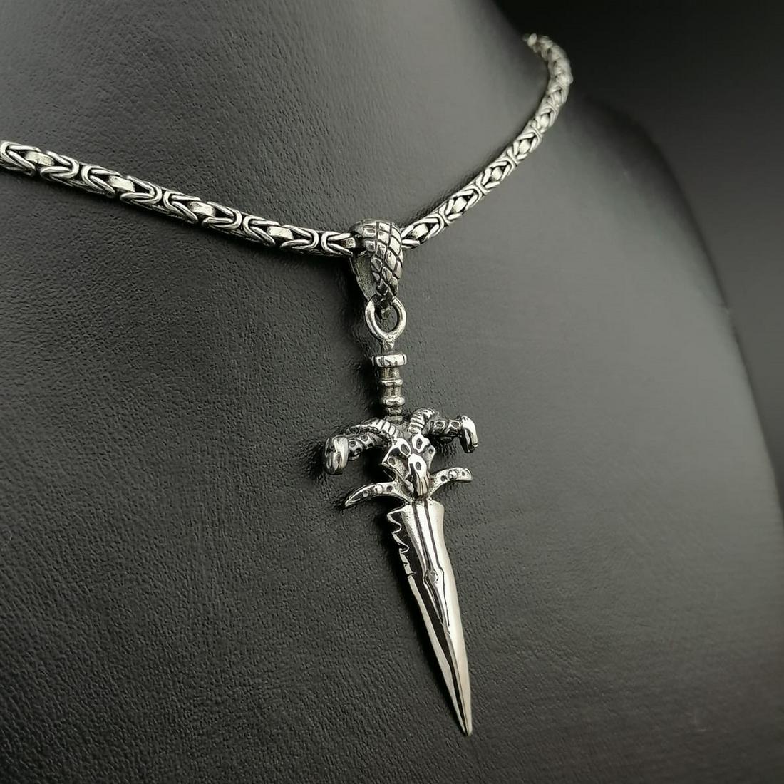 925 Silver Chain with Devil Baphomet Dagger Pendant (1 of 8)