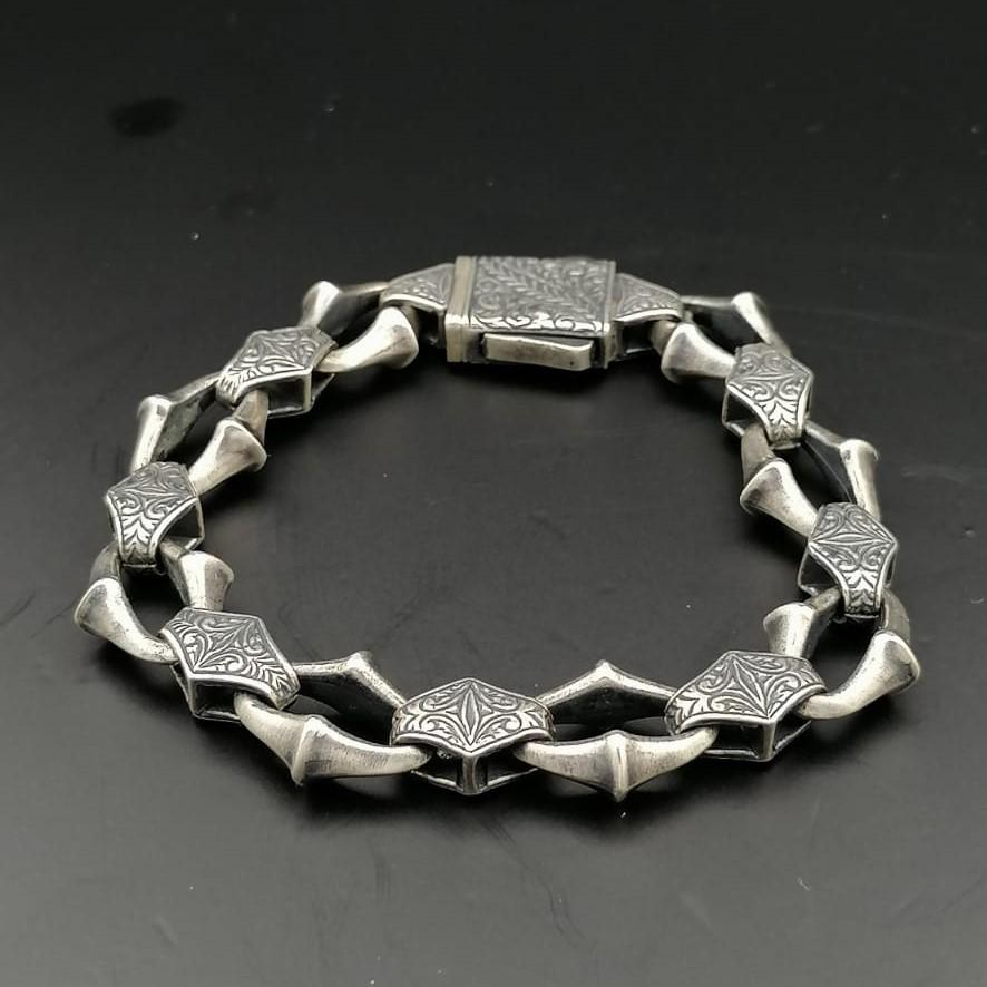 925 Sterling Silver Men's Bracelet,Mediavel Vintage Style (1 of 10)