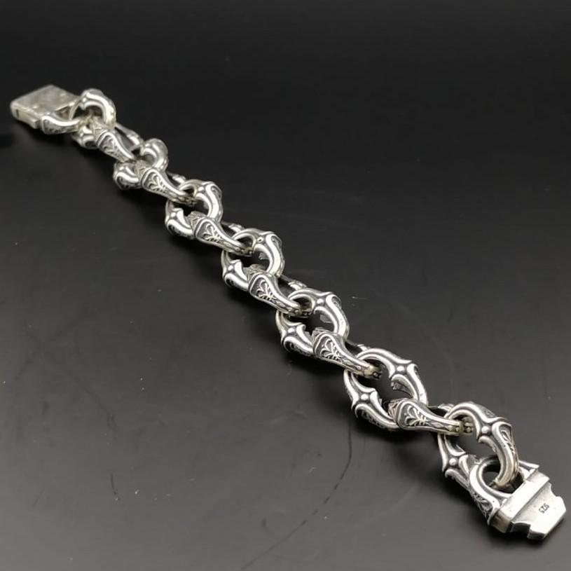 925 Sterling Silver Men's Bracelet,Mediavel Vintage Style (1 of 9)