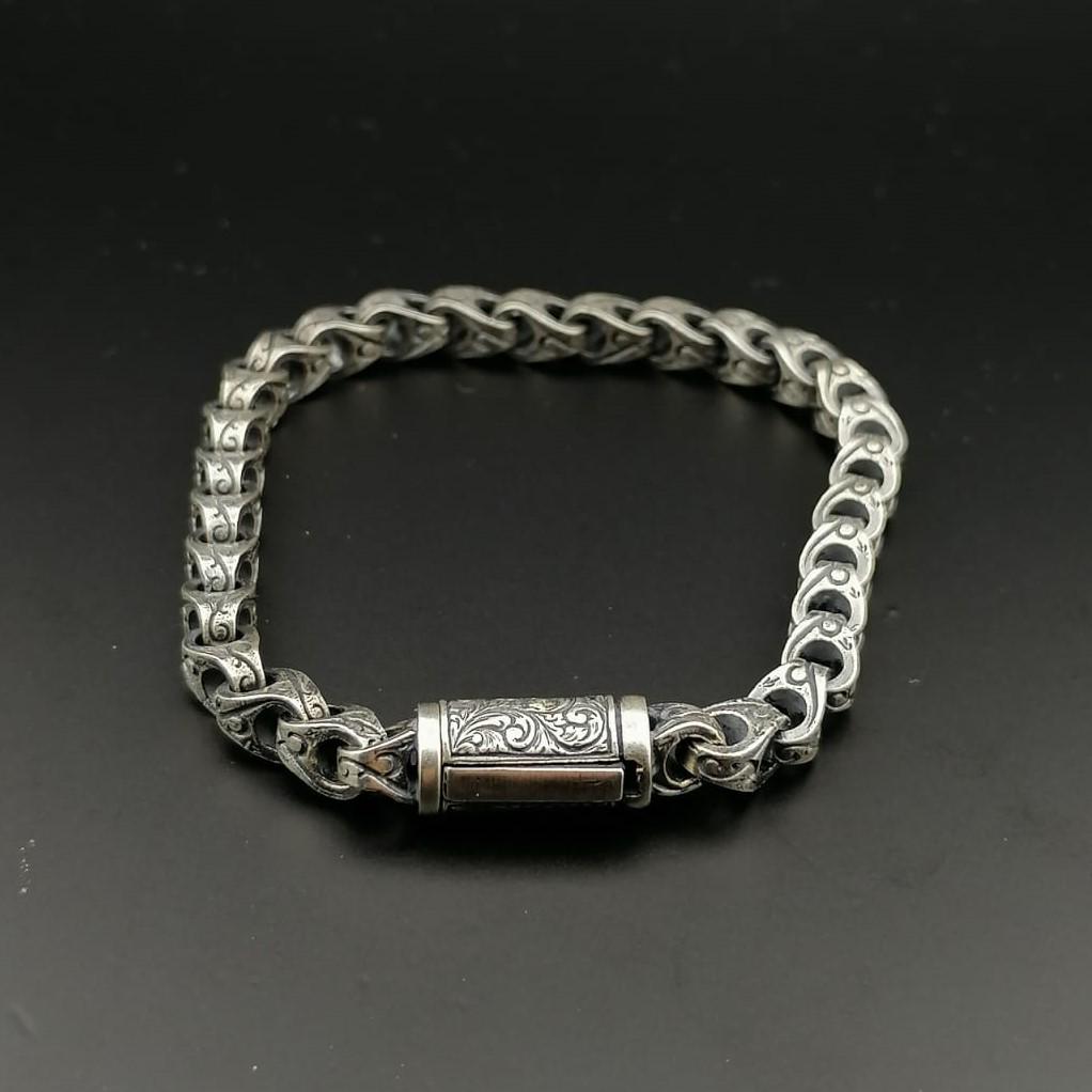 925 Sterling Silver Men's Bracelet,Mediavel Vintage Style (1 of 10)
