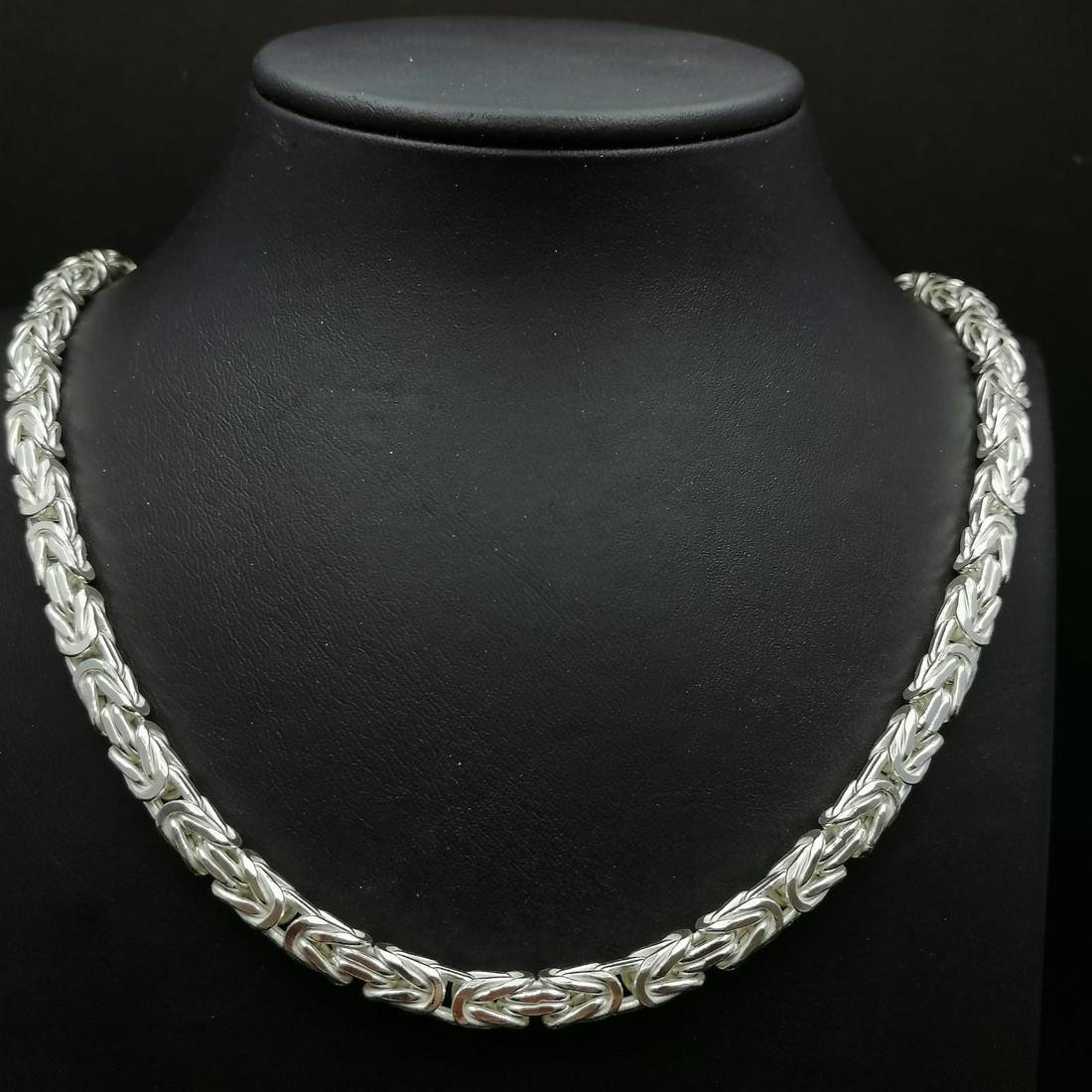 925 Sterling Silver Square Byzantine King's Chain,Men Necklace: Title: 925 Sterling Silver Square Byzantine King's Chain,Men Necklace Materials: 925 Silver Dimension: 23.62 in(60cm) Additional Information: 925 Sterling Silver Square Byzantine King's Chain,Men Neck