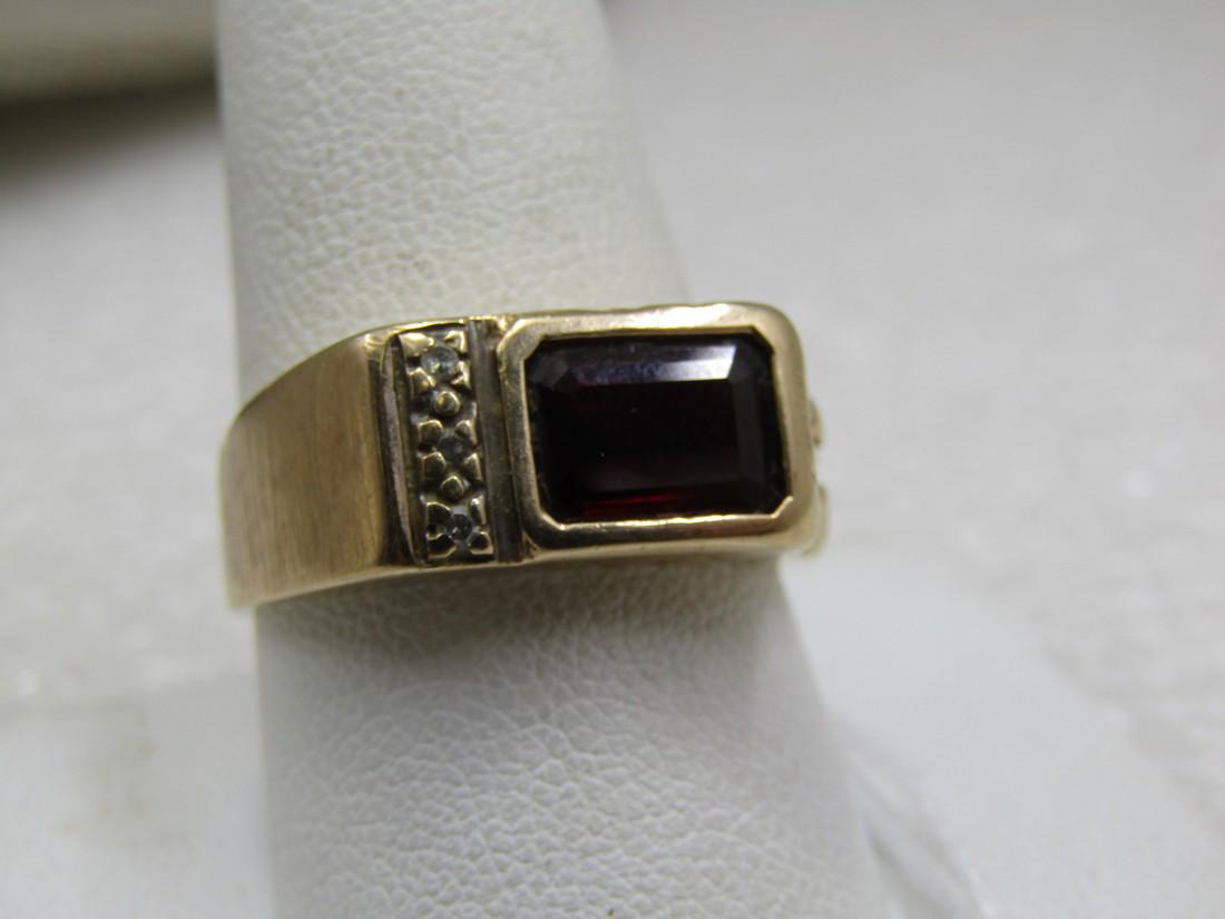 Vintage 10kt Red Tourmaline Diamond Ring, Men's, Sz. 10.75 (1 of 5)