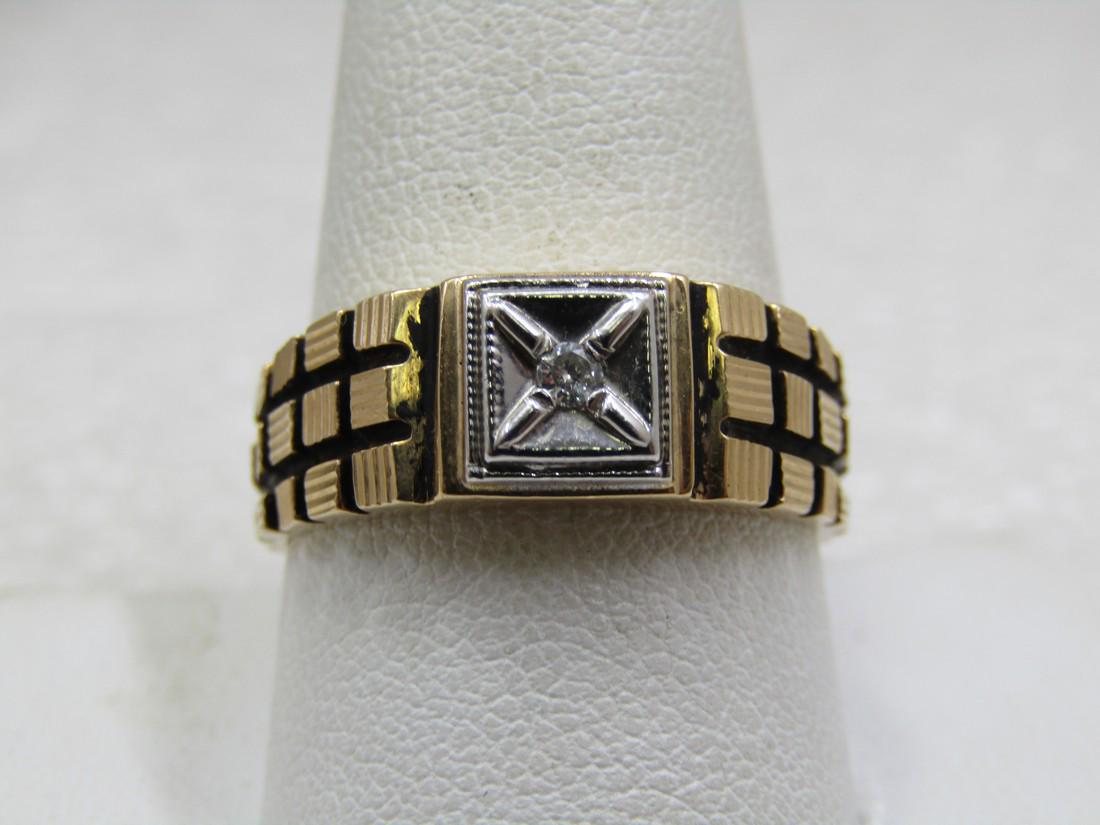 Vintage 10kt Men's Diamond Illusion Ring, Sz. 10 (1 of 5)