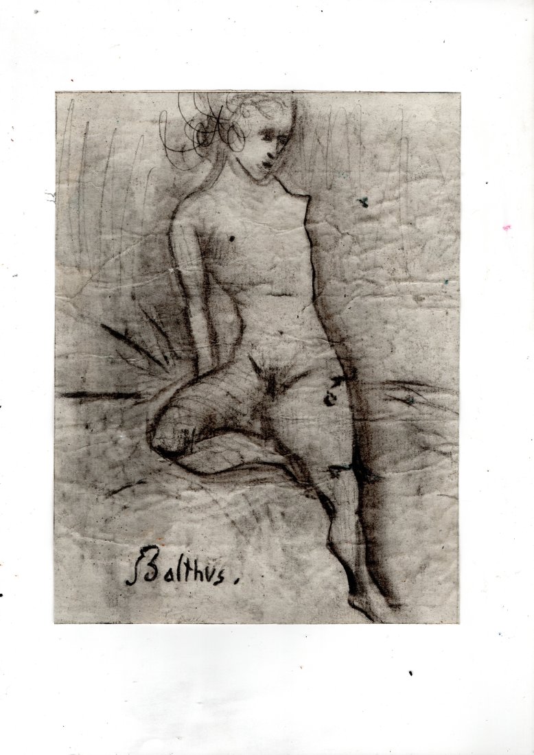 Balthus Balthasar Klossowski de Rola - Charcoal drawing: Pencil on paper. Signed. Undated. Whit gallery stamp on the back. Reserve: $80.00 Shipping: Domestic: Flat-rate of $28.00 to anywhere within the contiguous U.S. International: Foreign shipping rates a