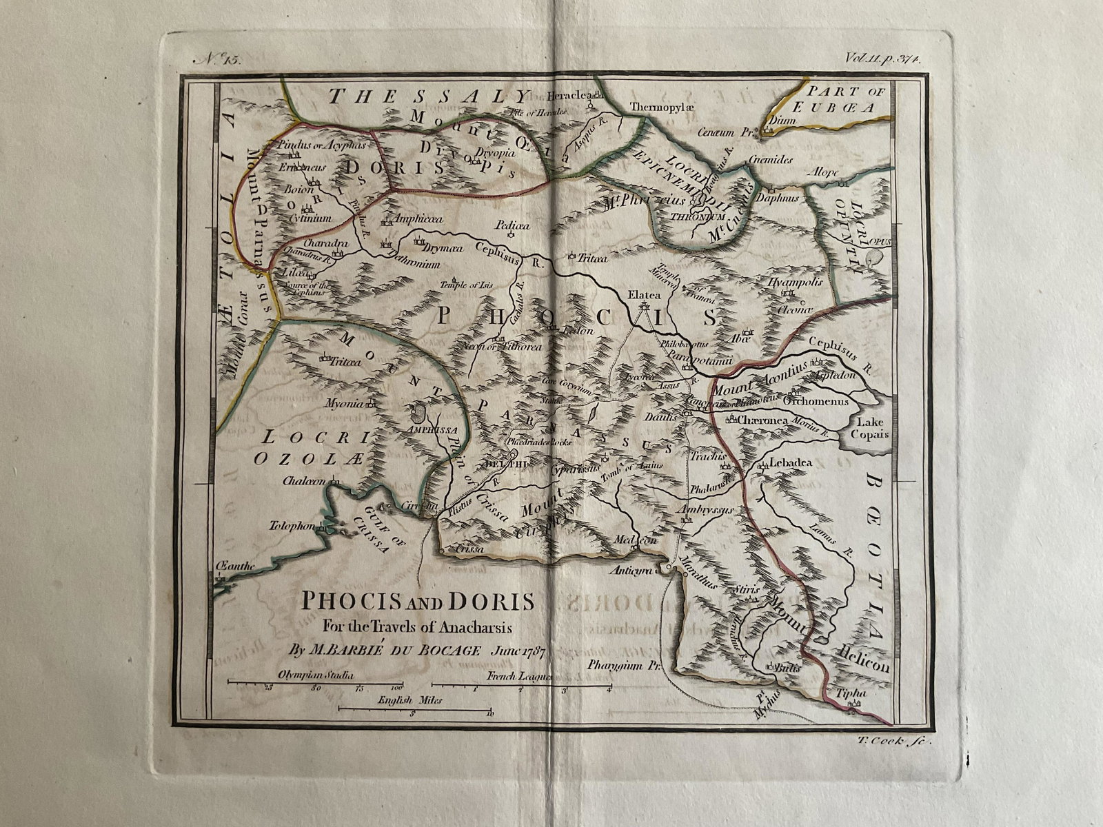 Ancient Delphi (Phocis and Doris) region of Greece. 1787 by Barbie du Bocage (1 of 2)
