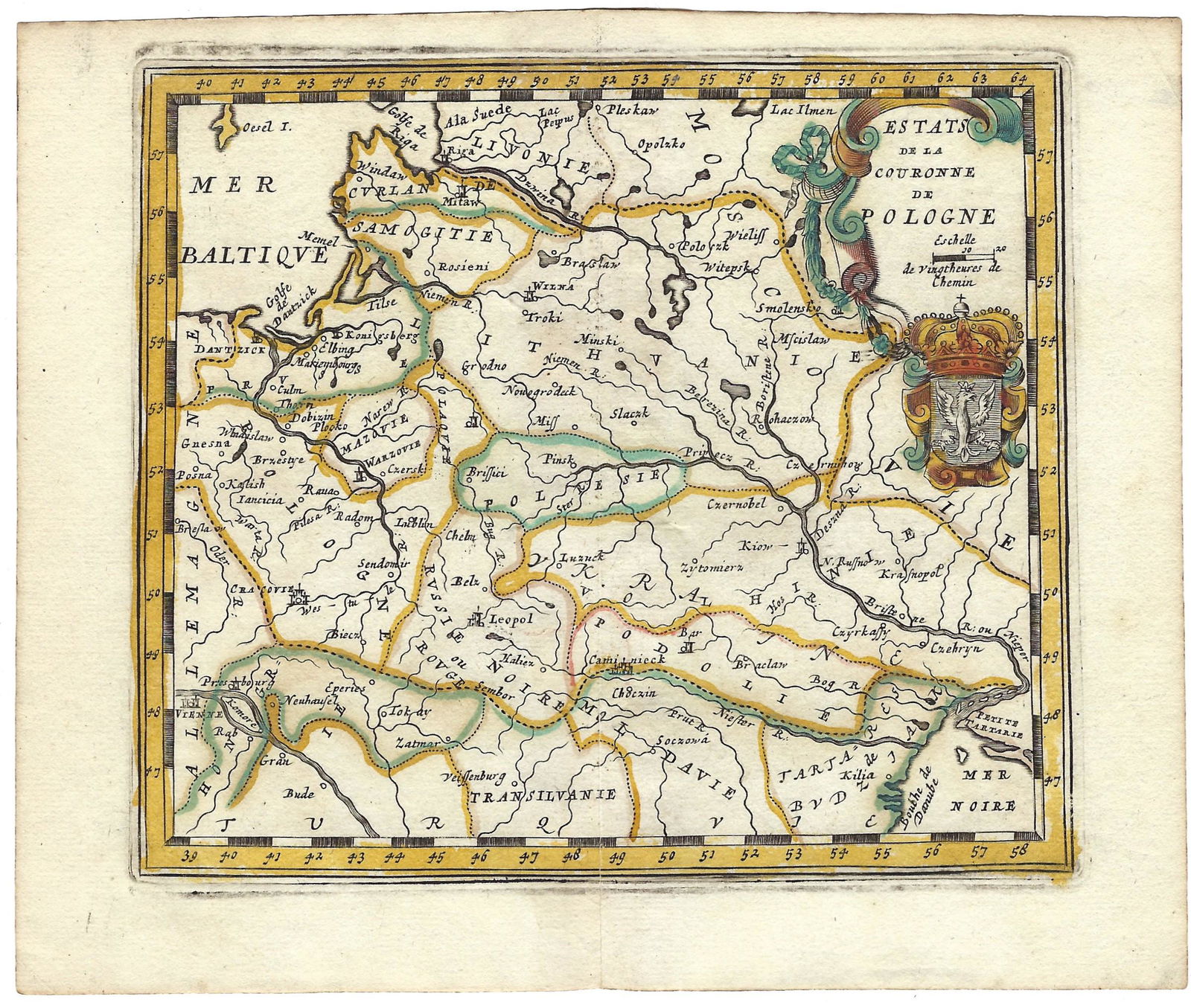 1692 Peeters Map of Poland, Lithuania, Belarus, Ukraine -- Estats de la Couronne de Pologne (1 of 1)
