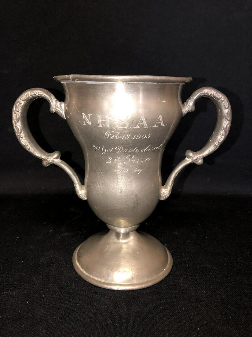 1905 7” NHSAA 30 Yard Dash Loving Cup Trophy: Item specifics Year: 1905 Please note that this lot has a confidential reserve. When you leave a bid in advance of the auction, submit your maximum. The bidder who has submitted the highest bid wins t