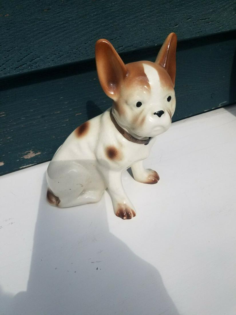 Porcelain figural dog Boston terrier Brown 6" tall Unmarked (1 of 4)