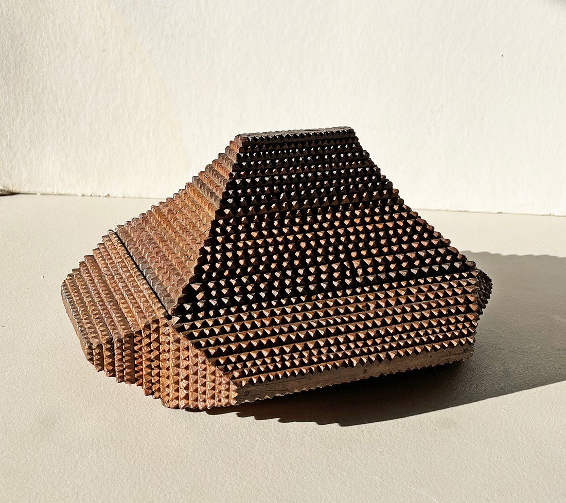 A nice tramp art box with a deeply layered top (1 of 4)