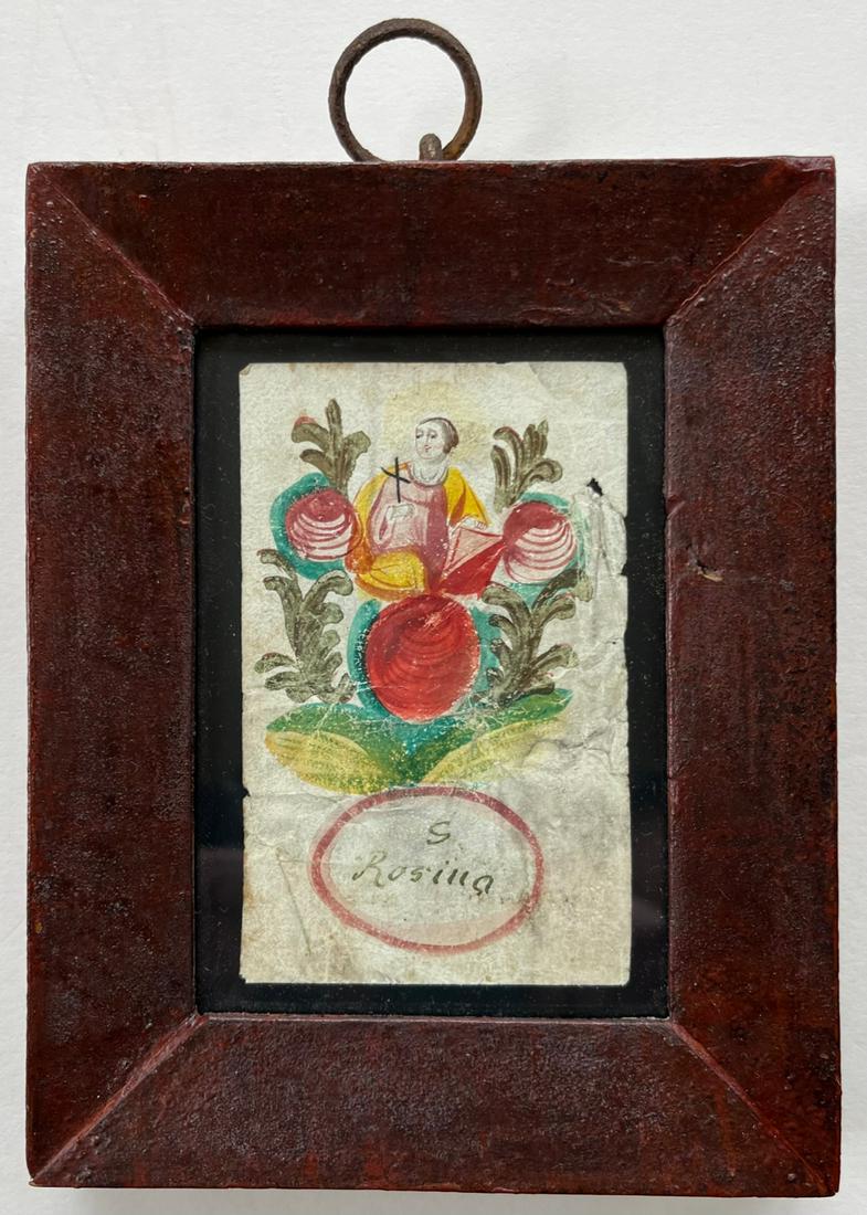 FRAMED 19TH CENTURY FOLK ART WATERCOLOR - S. ROSINA. (1 of 4)