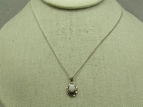 Vintage Sterling White Stone Necklace, Signed Avon, 19" (1 of 6)