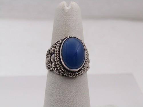 Vintage Sterling Blue Chalcedony Bali Ring, Sz. 6, Suarti (1 of 9)