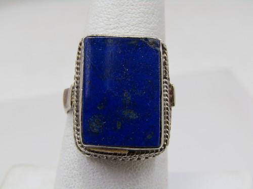 Vintage Sterling Southwestern Azurite Ring, Sz. 7.75, 1960's-1970's (1 of 6)