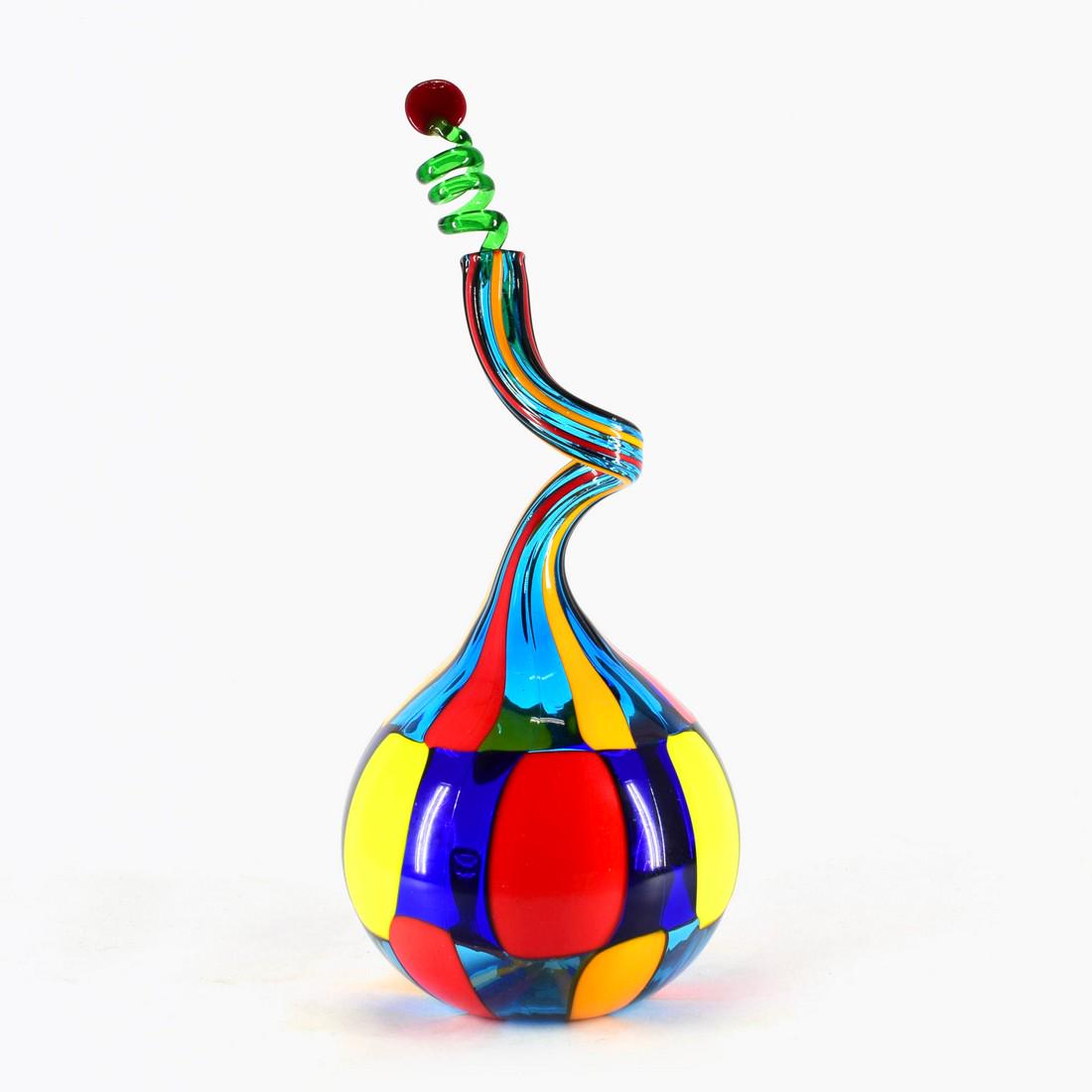 Murano glass pezzato bottle signed (1 of 6)