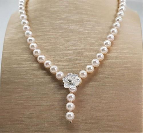Top grade AAA 8x9mm Akoya Pearls - 925 Silver - Necklace (1 of 11)