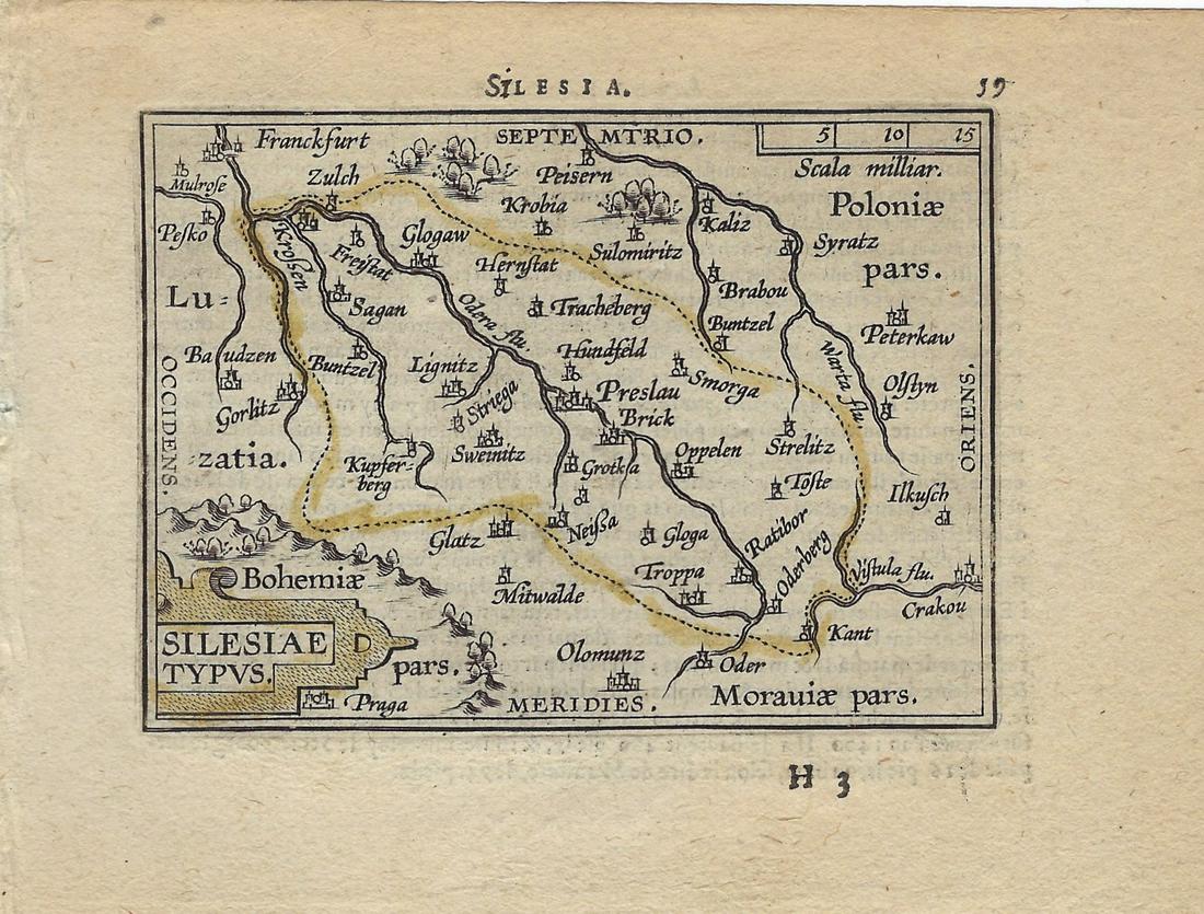 1602 Ortelius Map of Silesia, Southern Poland -- Silesiae Typus (1 of 1)