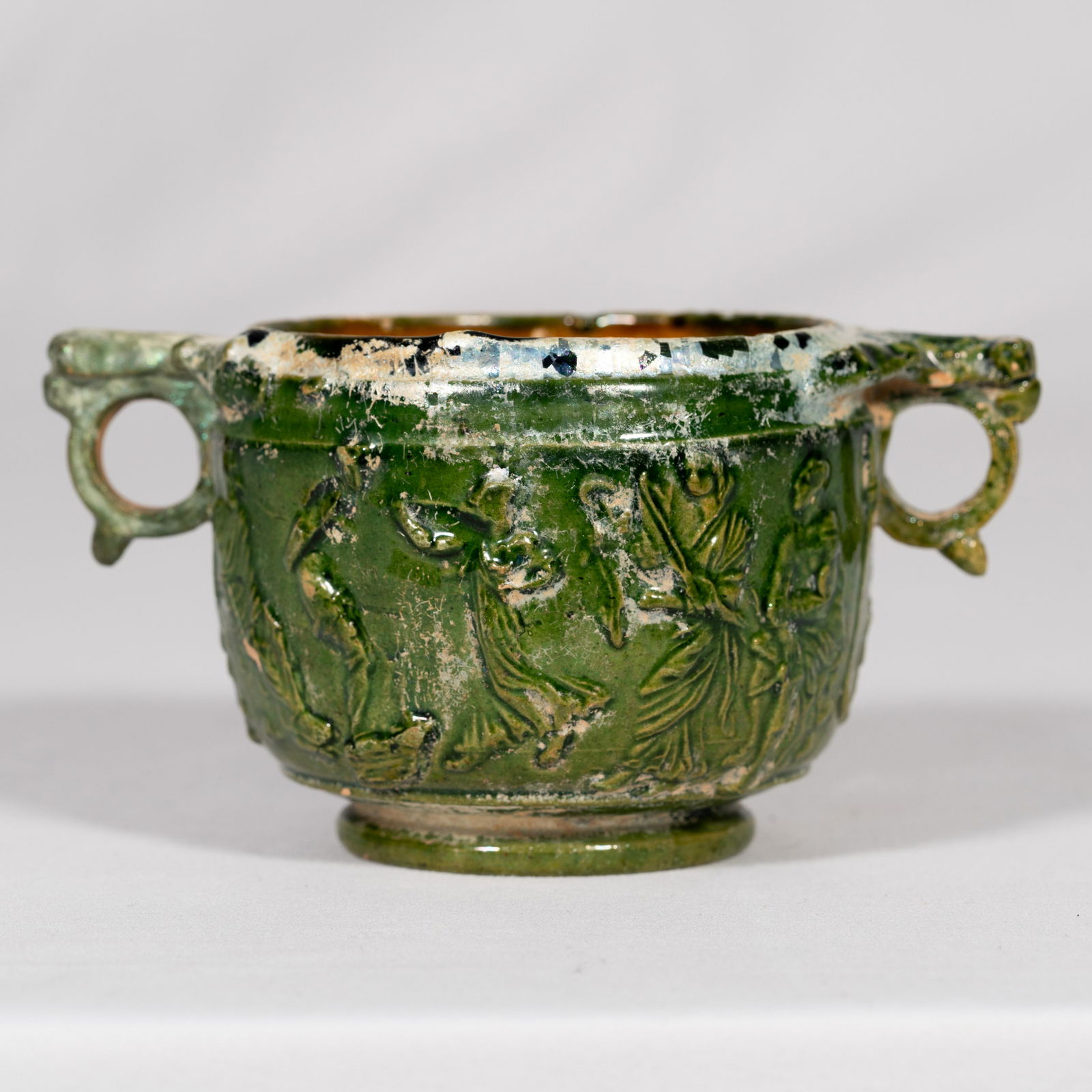 Roman green glazed-pottery skyphos (1 of 20)
