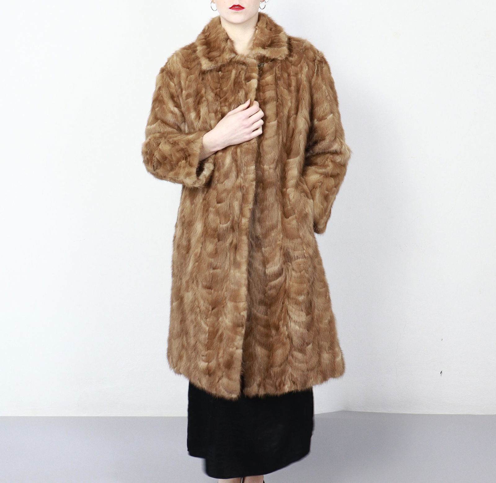 BROWN MINK FUR COAT-Size L - US16 (1 of 11)