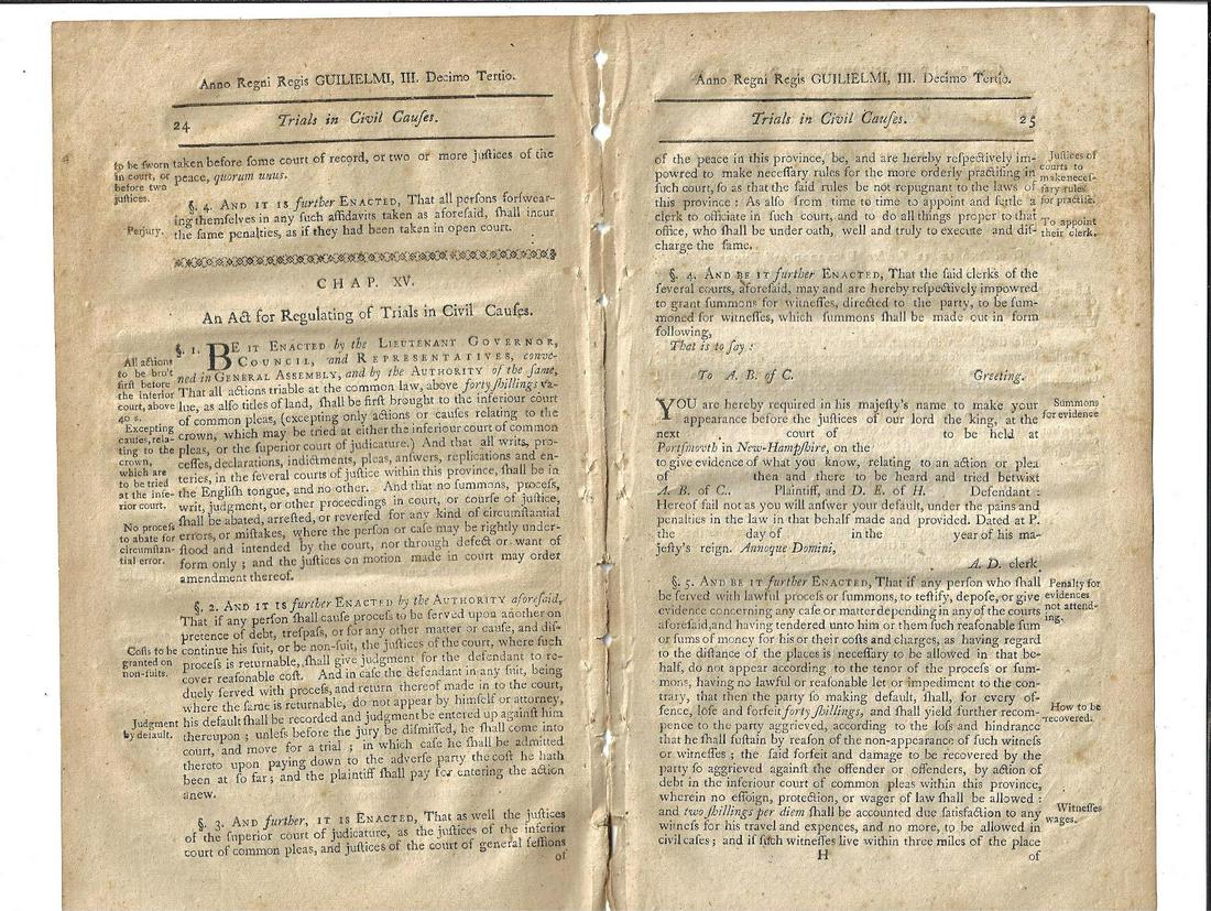 1771 Colonial New Hampshire Acts (1 of 2)