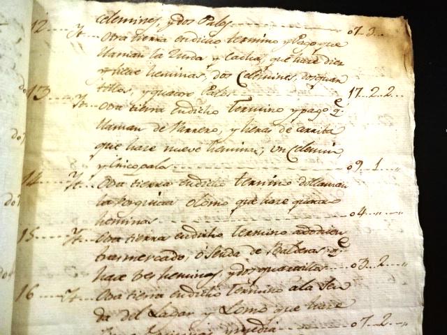 1775 Spanish Manuscript List of Tenants (1 of 3)