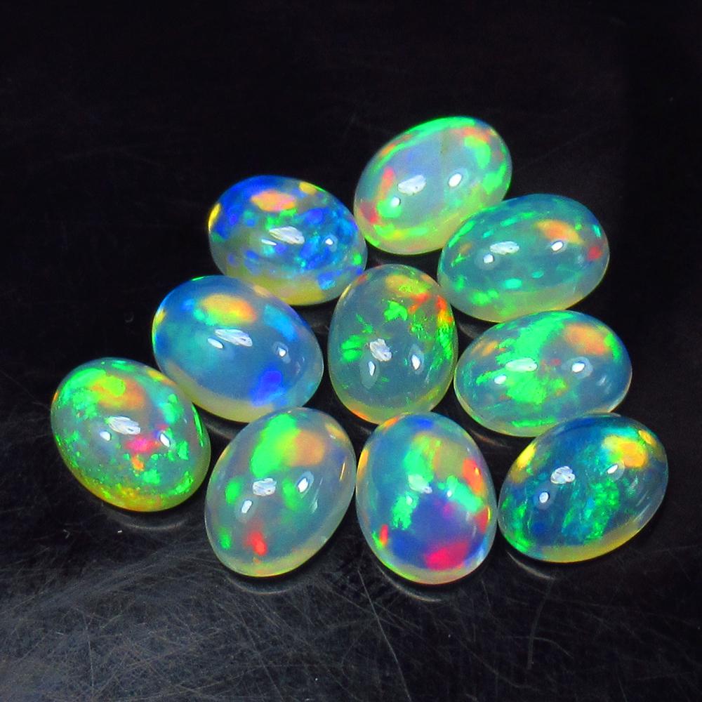 5.31 Ct Natural 10 Ethiopian MultiColor Fire Opal Oval Set (1 of 3)