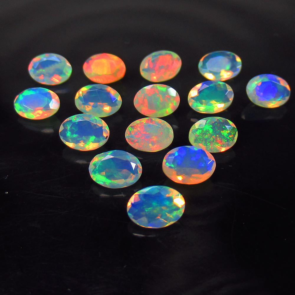 7.40 Ctw Natural 15 Multi Fire Opal Necklace Set (1 of 6)