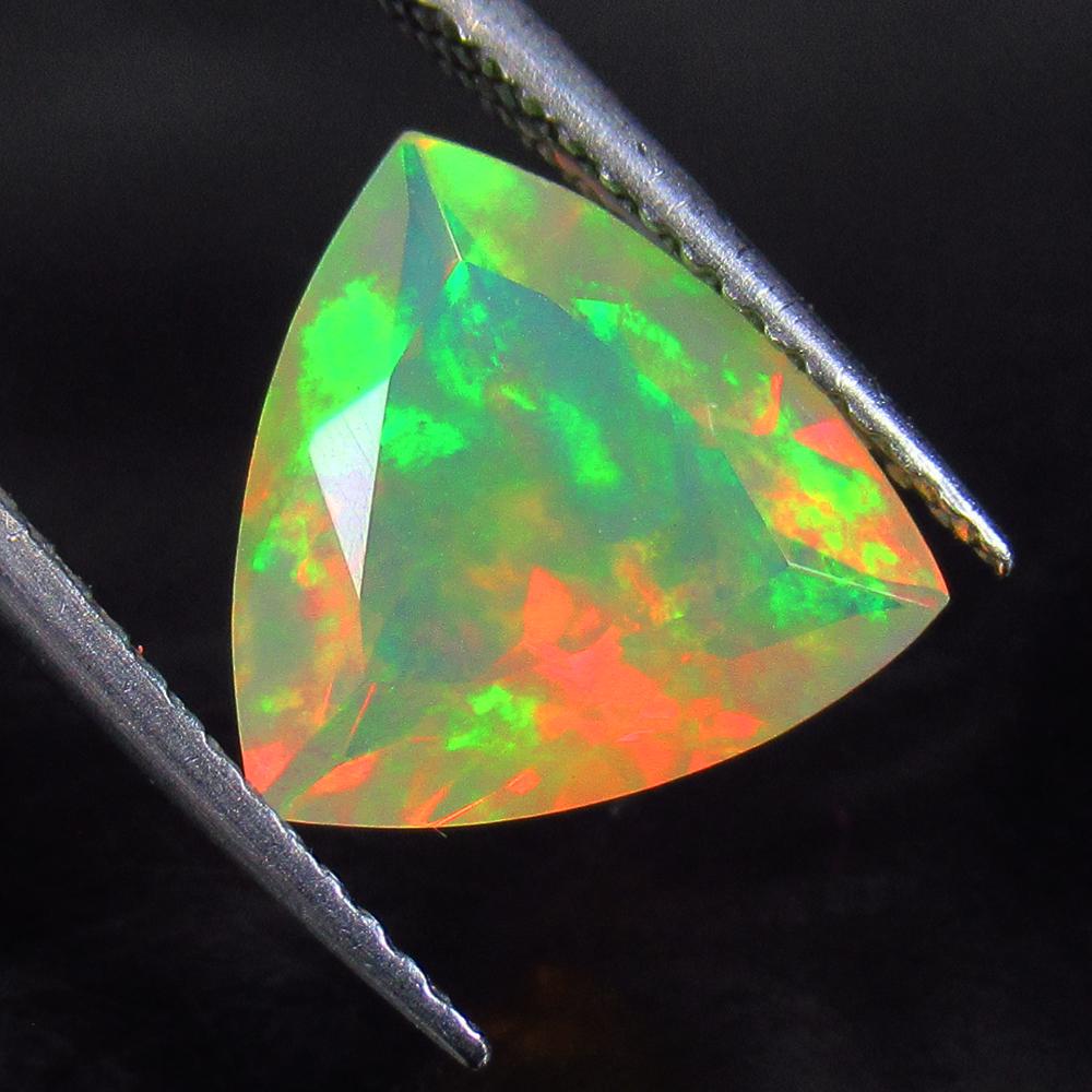 1.86 Ct Natural Ethiopian MultiColor Fire Opal Trillion Cut (1 of 2)