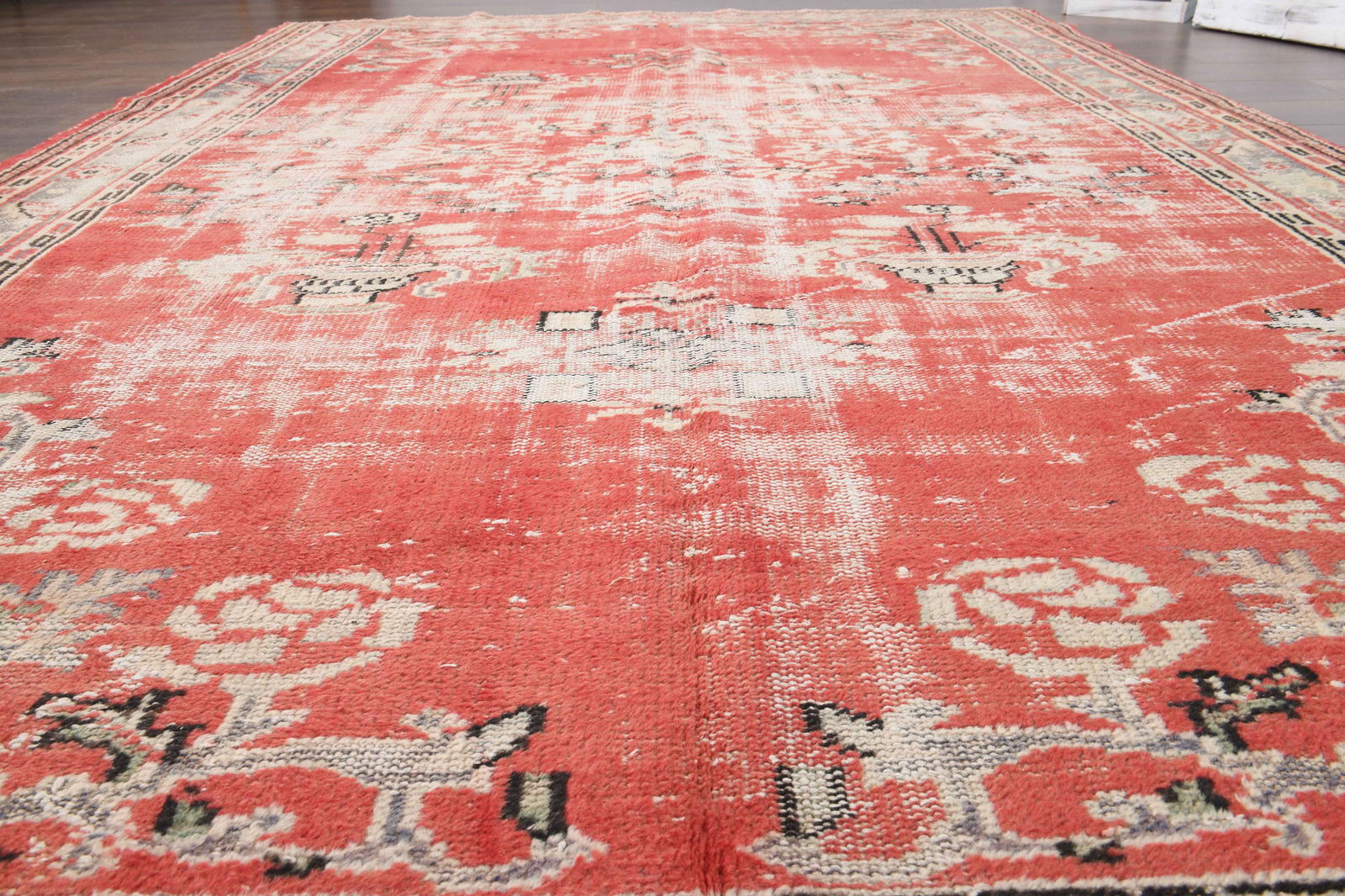 6'8x10 Ft Living Room Decor Turkish Rug Orange Vintage (1 of 9)