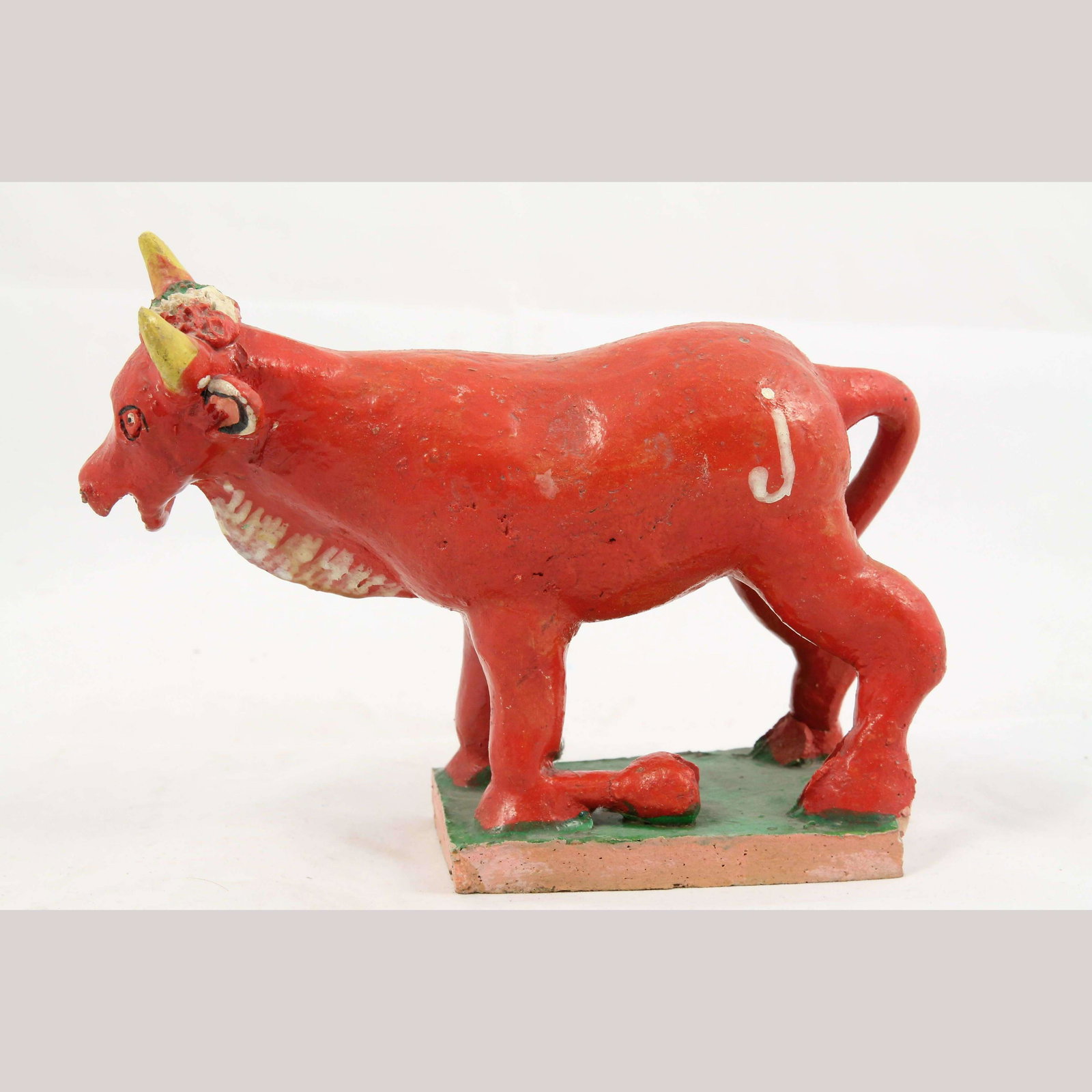 Vintage Ceramic Figurine Mexican Folk Art Candelario Medrano Décor Red Cow (1 of 4)