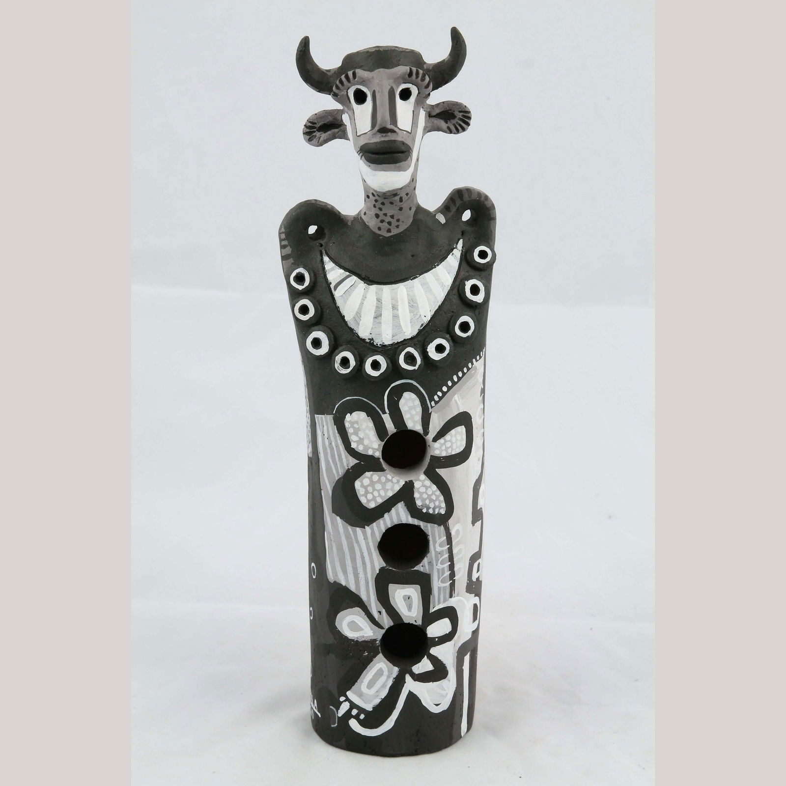 Ceramic Sculpture Mexican Fine Art New Pottery Signed Jose Ayala Sotelo Blk/Wht (1 of 9)