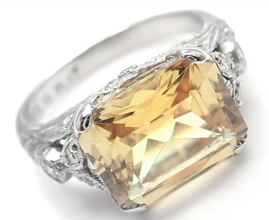 Rare! Authentic Mimi So Platinum Diamond Citrine Ring: Rare! Authentic Mimi So Platinum Diamond Citrine Ring Metal: Platinum Stones: Diamonds approx .25ctw Citrine 8mm x 10mm Size: 6 Weight: Width: 6.9 grams 9mm Hallmarks: Mimi So Plat T1726red Reserve: