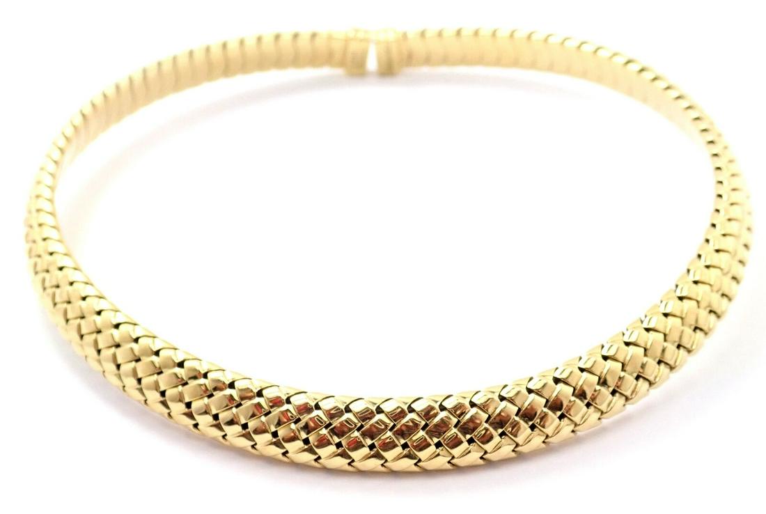 Authentic! Tiffany & Co Vannerie 18k Yellow Gold Basket Weave Choker Necklace (1 of 9)