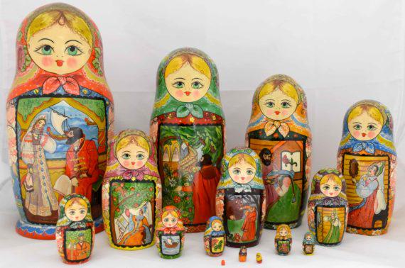 Matreshka: Large Matreshka. Traditional russian wooden nesting doll. Hand made, hand painted. Sergiyev Posad, 15 pcs. Dimensions: 15 × 35 cm" Reserve: $380.00 Shipping: Domestic: Flat-rate of $40.00 to