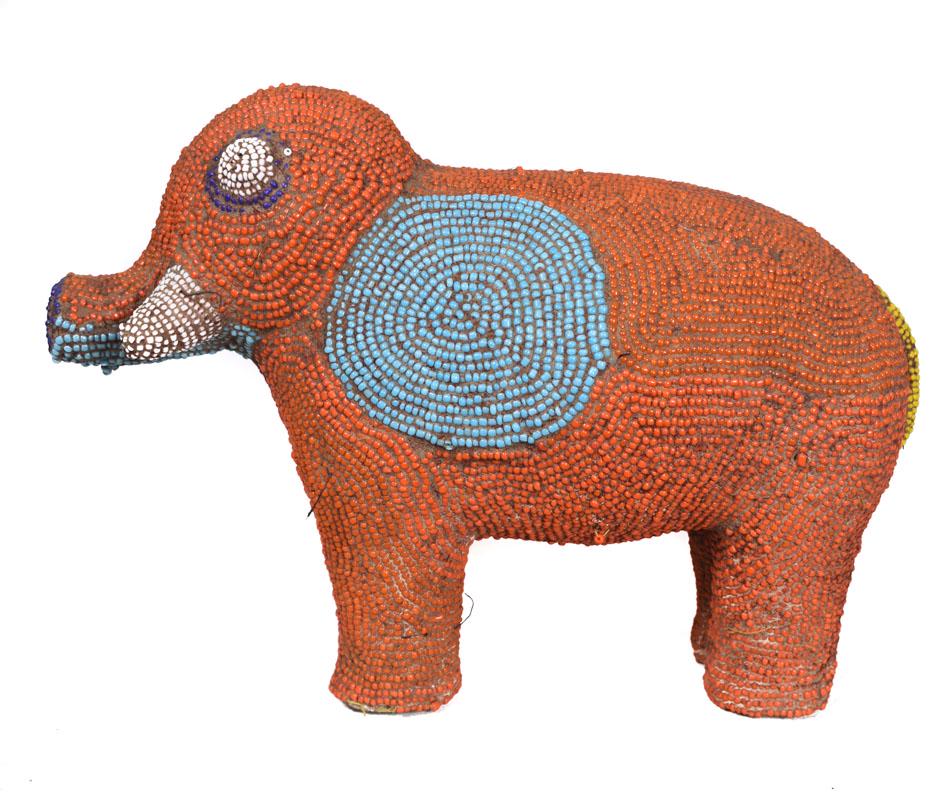Beaded Elephant - Beads, Wood - Bamileke - Grassland of Cameroon (1 of 7)