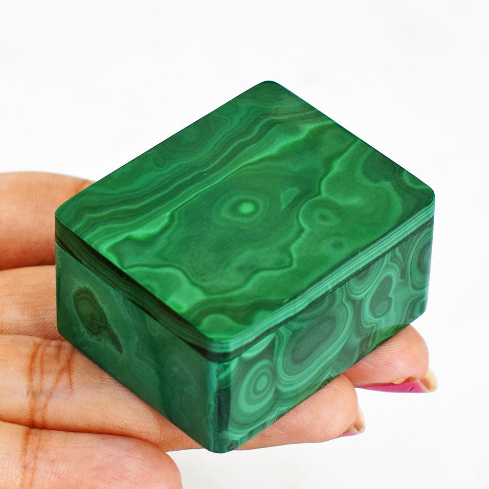Craftsmen Malachite Hand Carved Genuine Crystal Gemstone Carving Box (1 of 3)