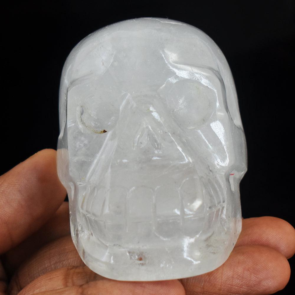 Amazing White Quartz Hand Carved Genuine Skull Gemstone Carving (1 of 4)