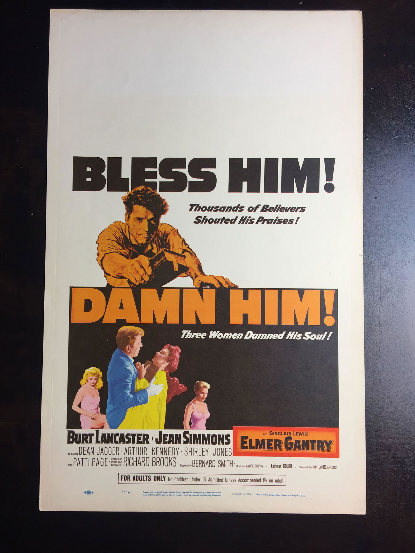 Elmer Gantry - Burt Lancaster (1960) US Window Card Movie Poster (1 of 1)