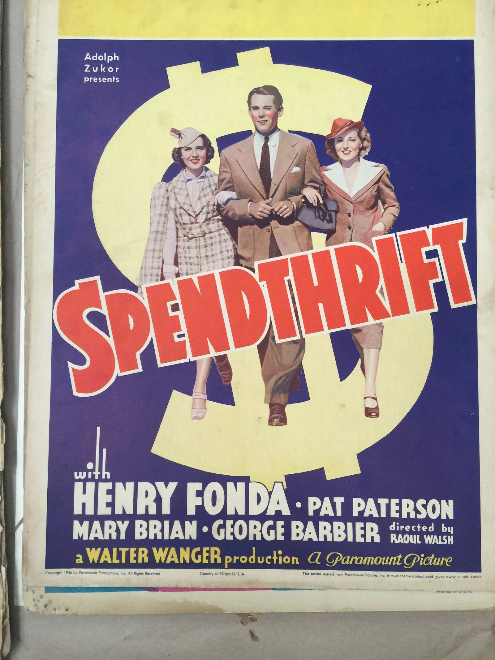 Spendthrift - Henry Fonda (1936) US Window Card Movie Poster (1 of 1)