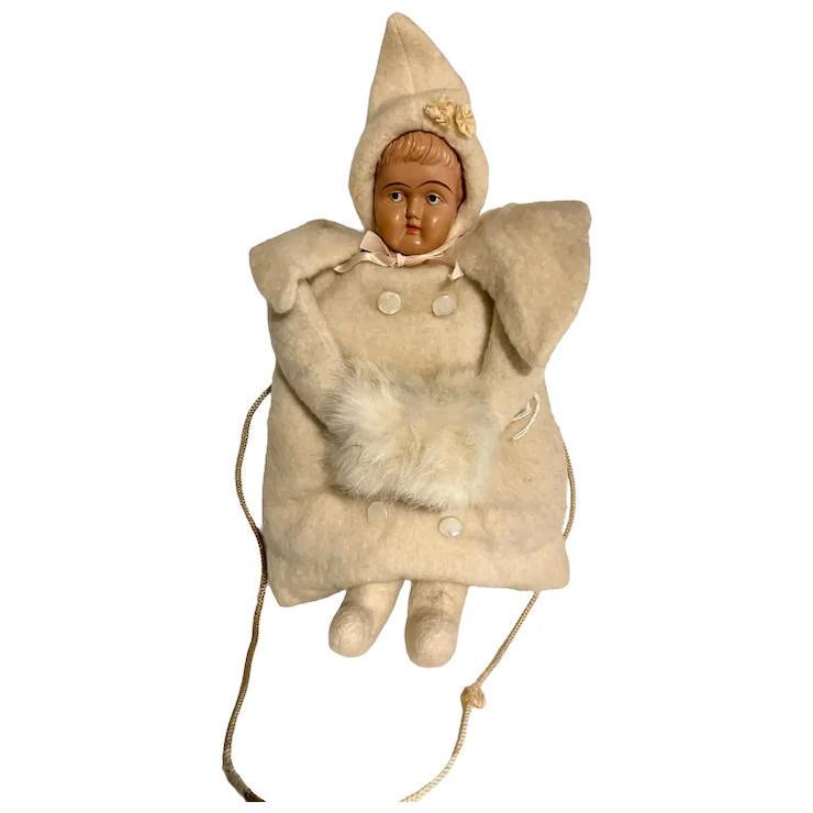 Antique childs Doll Faced Fur Hand Muff early 1900s (1 of 8)