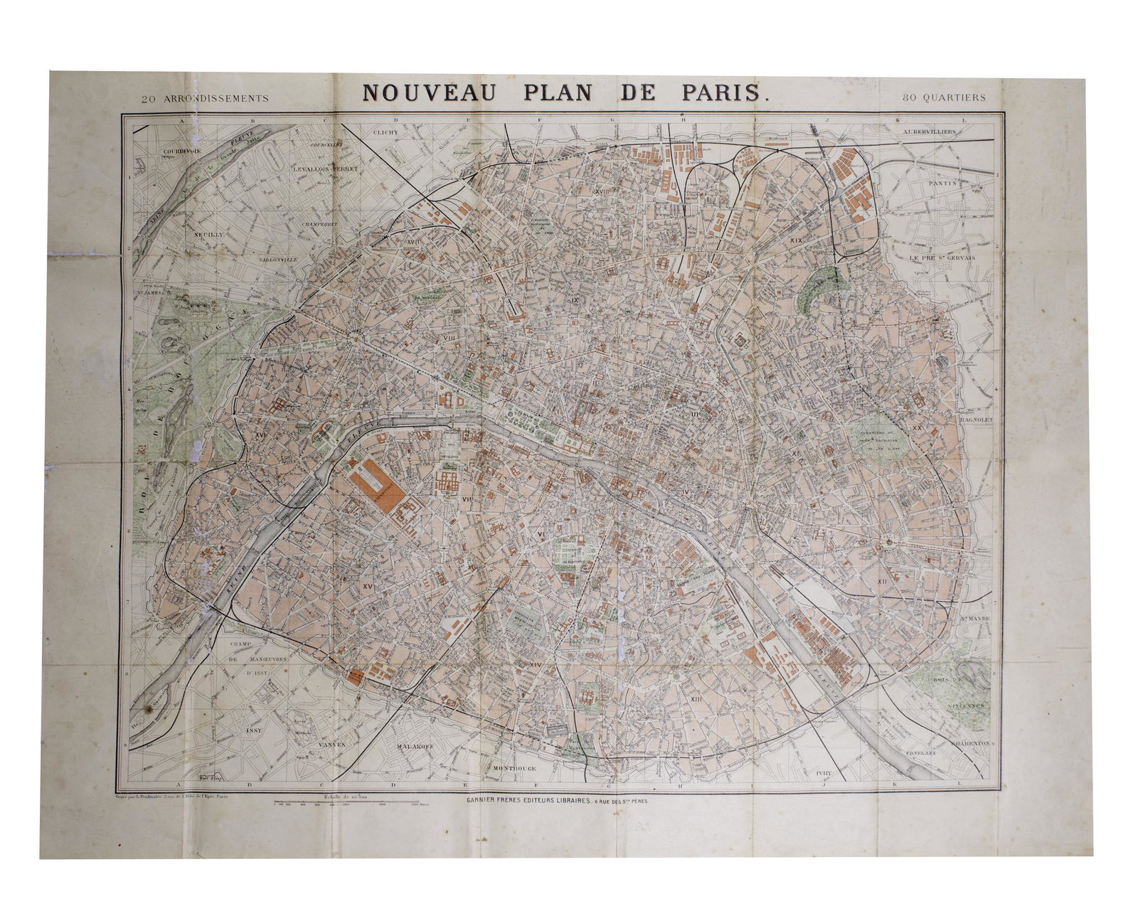 French map Paris 1900 World fair first subway line (exposition universelle) (1 of 2)