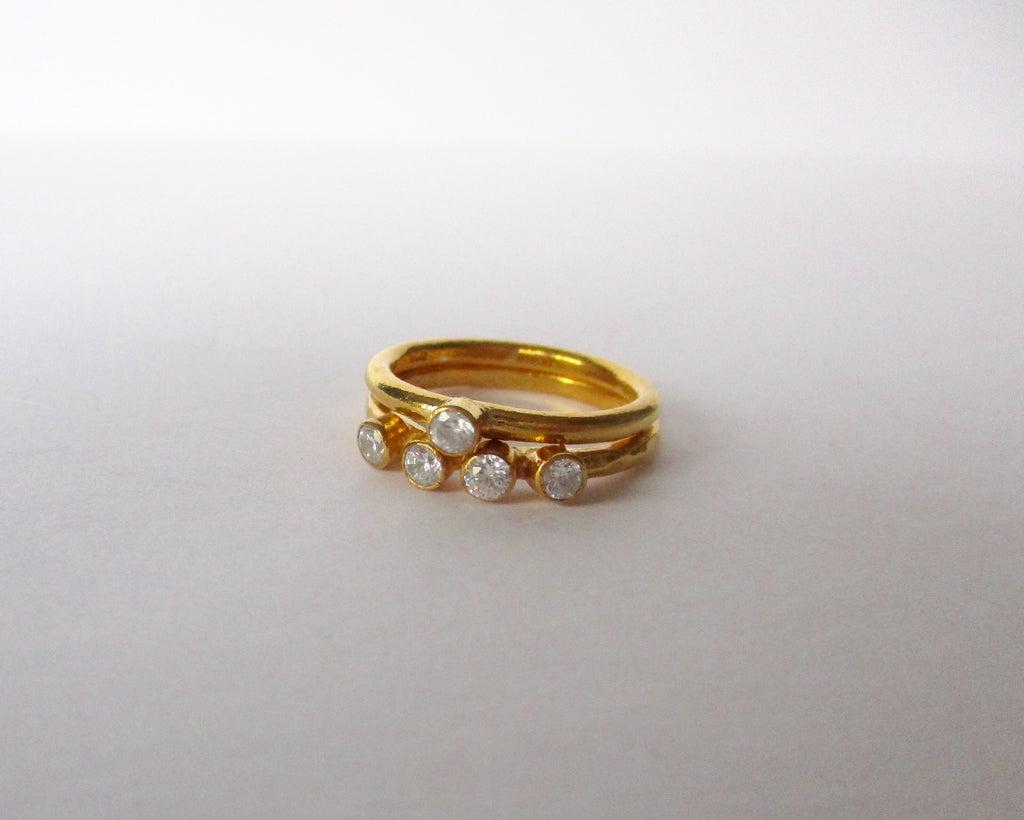 Vermeil & Topaz Minimalist Boho/Wedding Ring Set-Stackable Rings: Title: Vermeil & Topaz Minimalist Boho/Wedding Ring Set-Stackable Rings Additional Information: Wedding Ring Set - Stackable Rings Circa. 1990 American New-old stock Made in the 1990's and never sold!