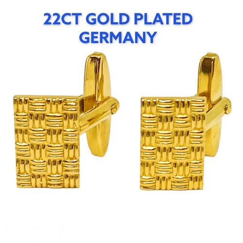 Germany 22CT Gold plated cuff links with Textured pattern (1 of 8)