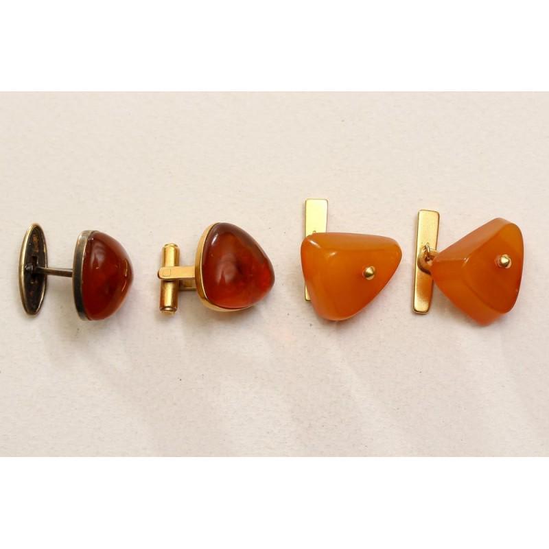 18g Baltic Amber 2 pairs cufflinks silver 875 with gilding (1 of 15)