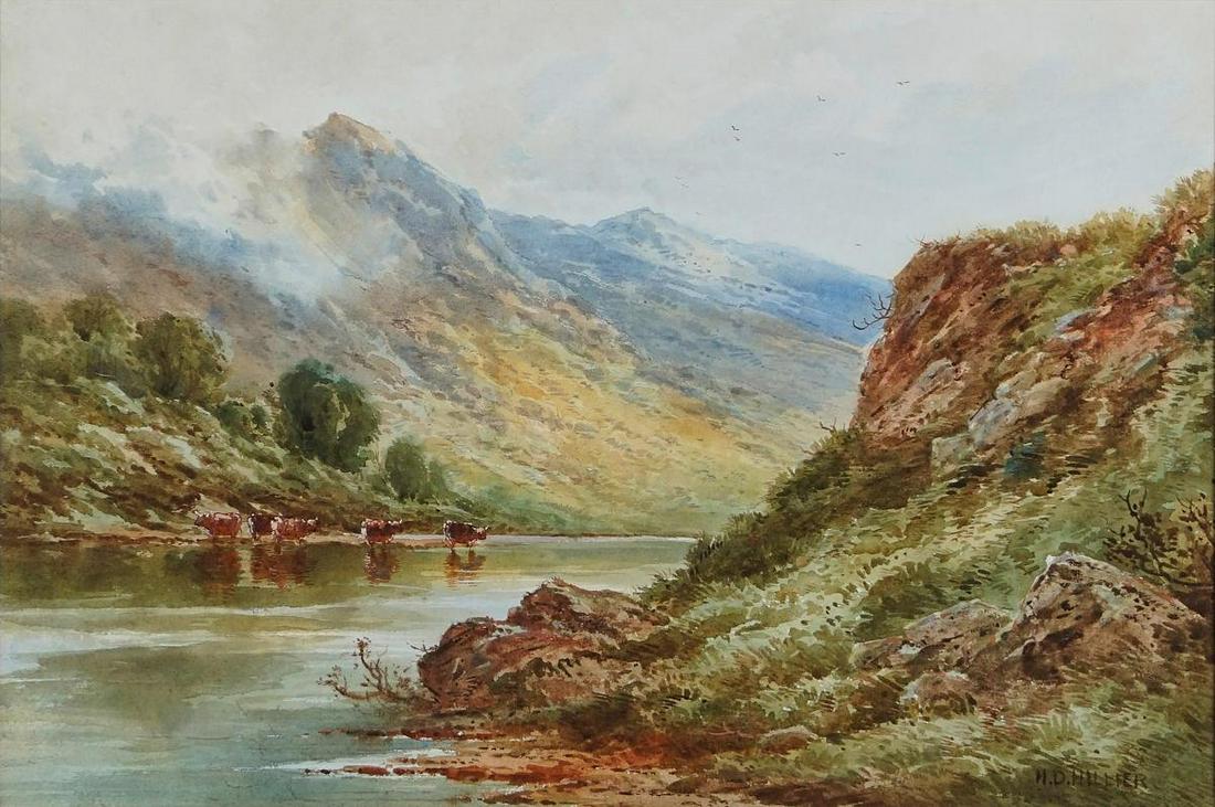 HENRY DEACON HILLIER-PARKER: Highland Cattle Scottish Landscape Loch Achtriochtan near Glencoe (1 of 5)