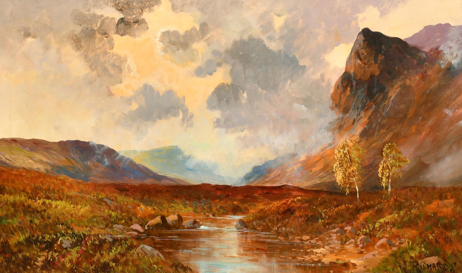 Francis E. Jamieson: Antique Scottish Oil Painting Goatfell, Isle of Arran, Highlands River Glen: Artist: Francis E. Jamieson Title: Antique Scottish Oil Painting Goatfell, Isle of Arran, Highlands River Glen Date/Period: N/A Additional Information: Creator Francis E. Jamieson (1890 - 1950, Britis