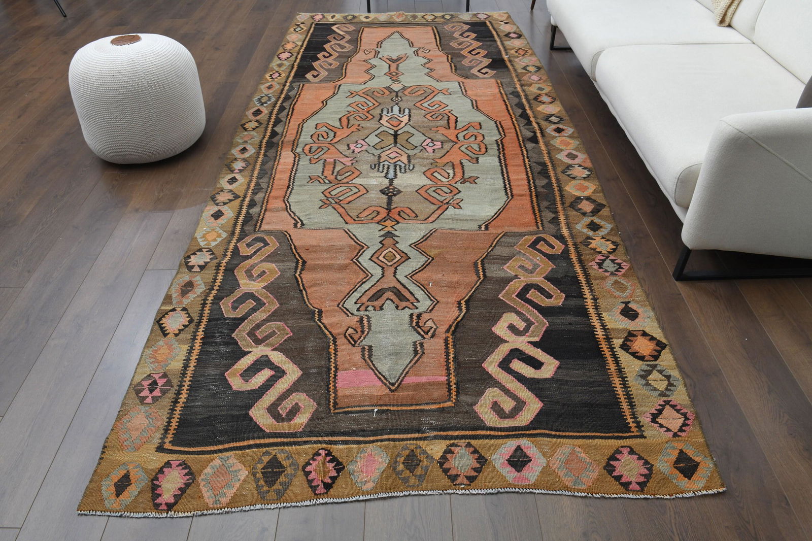 5x11 Vintage Turkish Kilim Rug Area Oushak Handmade Wool (1 of 10)