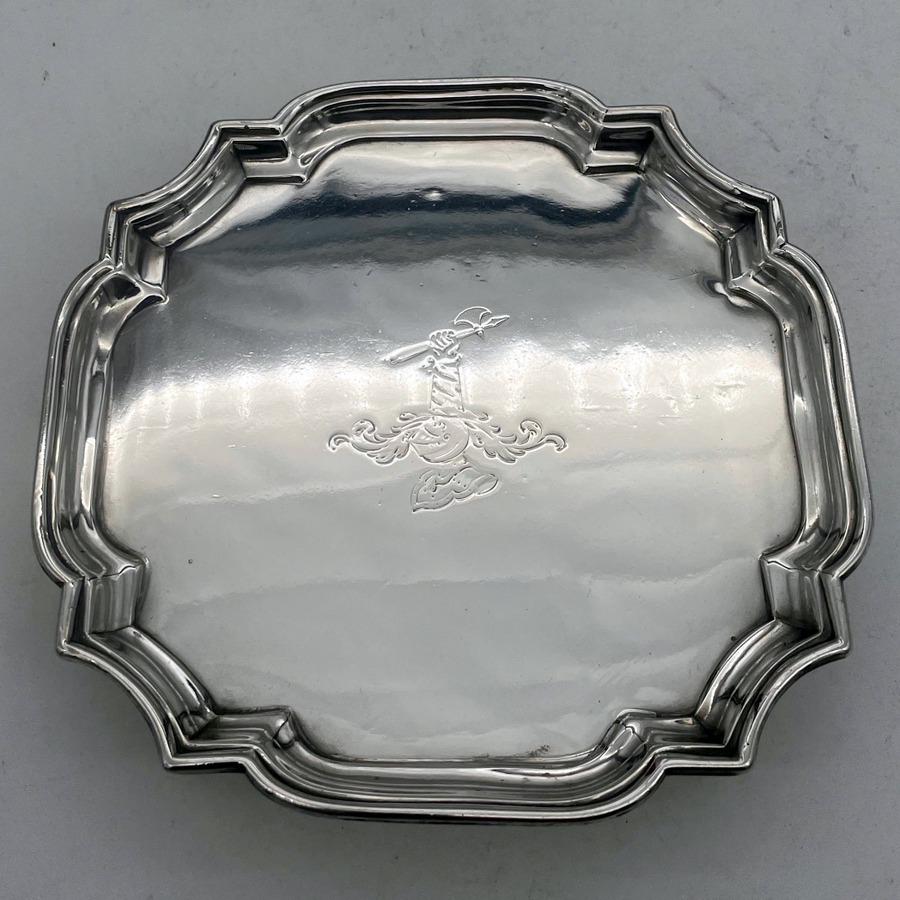 Early 18th Century Antique George II Silver Salver London 1730 John Tuite: Title: Early 18th Century Antique George II Silver Salver London 1730 John Tuite Description: A sweet early George II silver salver designed with elegant shaped raised outer walls and four stylish fee